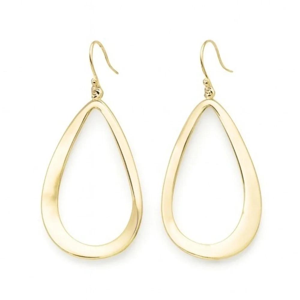 Fashion Jewelry Women's‎ Gold Tone Teardrop Hoop Earrings Dangle
